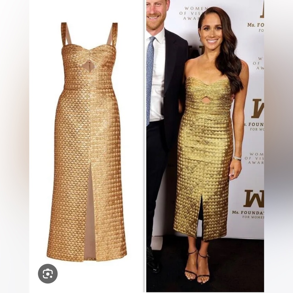 SOLD OUT - Meghan Markle Johanna Ortiz Ideal Universe Gold Dress